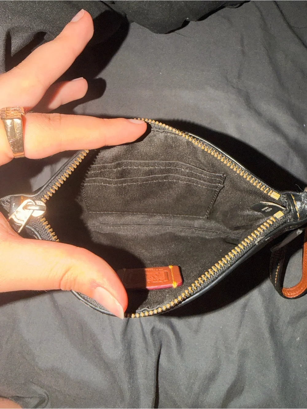 Coach x Disney Black Leather Wristlet with Minnie Mouse